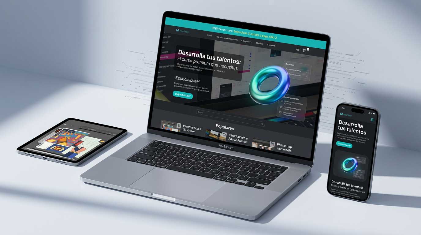 Mojo Teach — Portal de cursos y certificaciones — descubrimiento de contenido, ruta de aprendizaje y panel del estudiante.