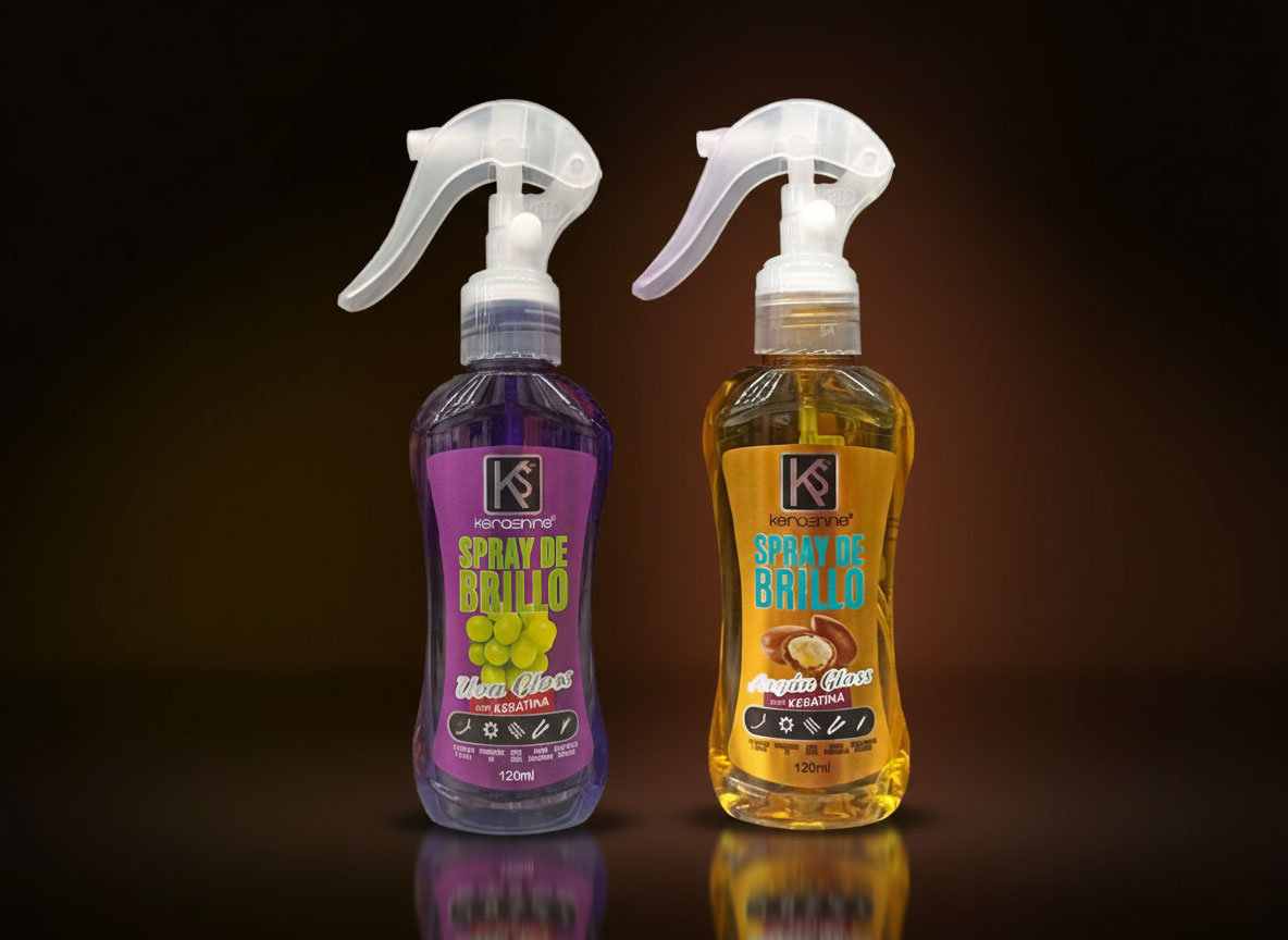 Spray de Brillo Kerashine — Empaques y etiquetas